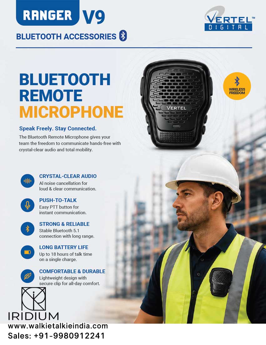 Vertel Ranger V9 License Free Walkie Talkie Dealer Distributor Bengalore Walkie Talkie Suppliers in Bengaluru Mysore Mangalore Channai